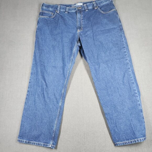 Carhartt Jeans Mens 44x30 Relaxed Fit Straight Leg Blue Denim Workwear - Picture 1 of 10